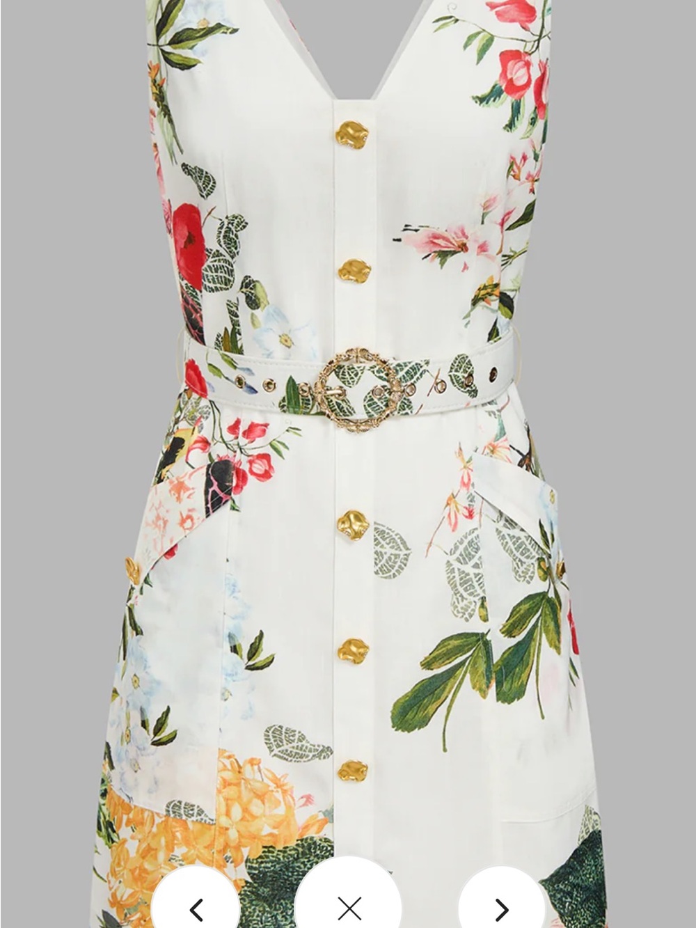Commense White Floral Print Sleeveless Belted Mini Dress - Picture 5 of 5